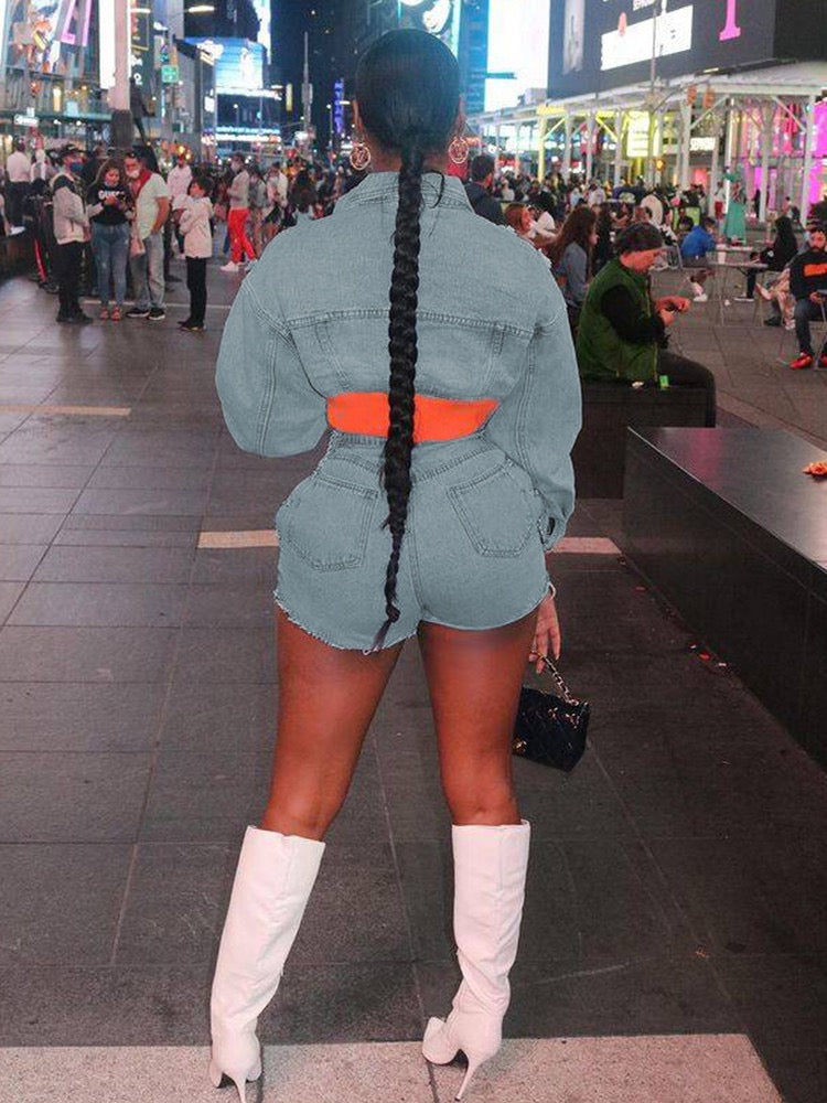 Denim Shorts Set