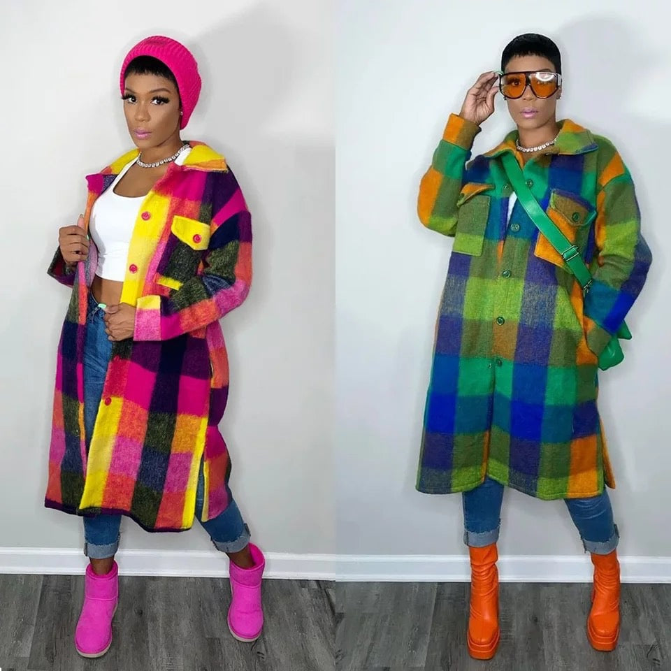 Plaid Multi Color Coat