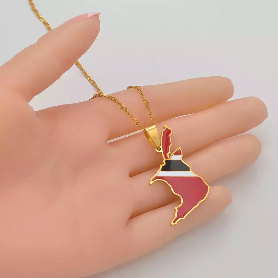 Caribbean Map Flag Necklace