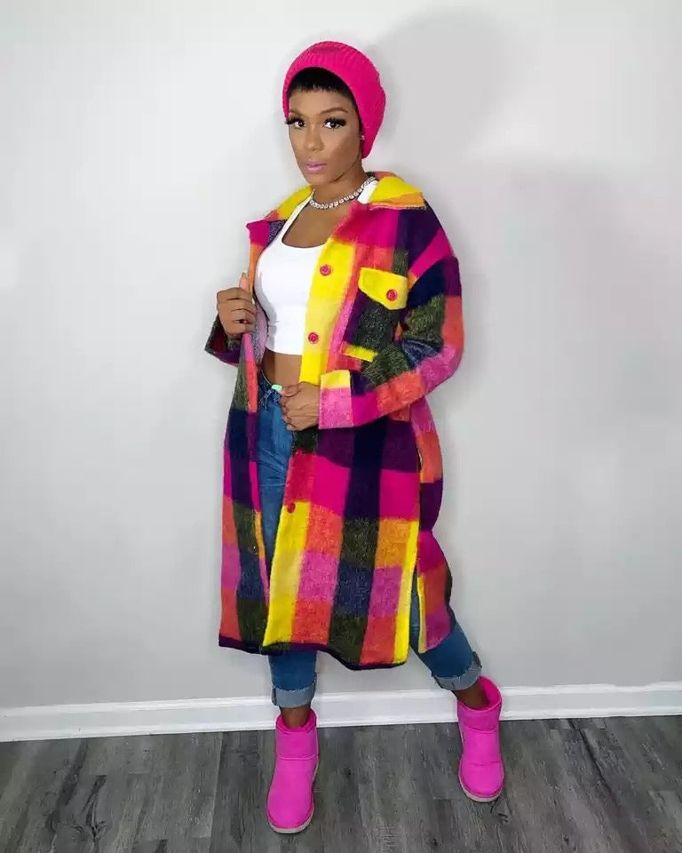 Plaid Multi Color Coat