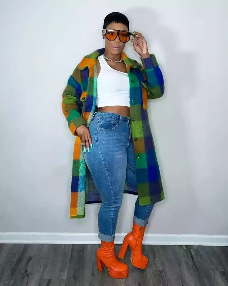 Plaid Multi Color Coat