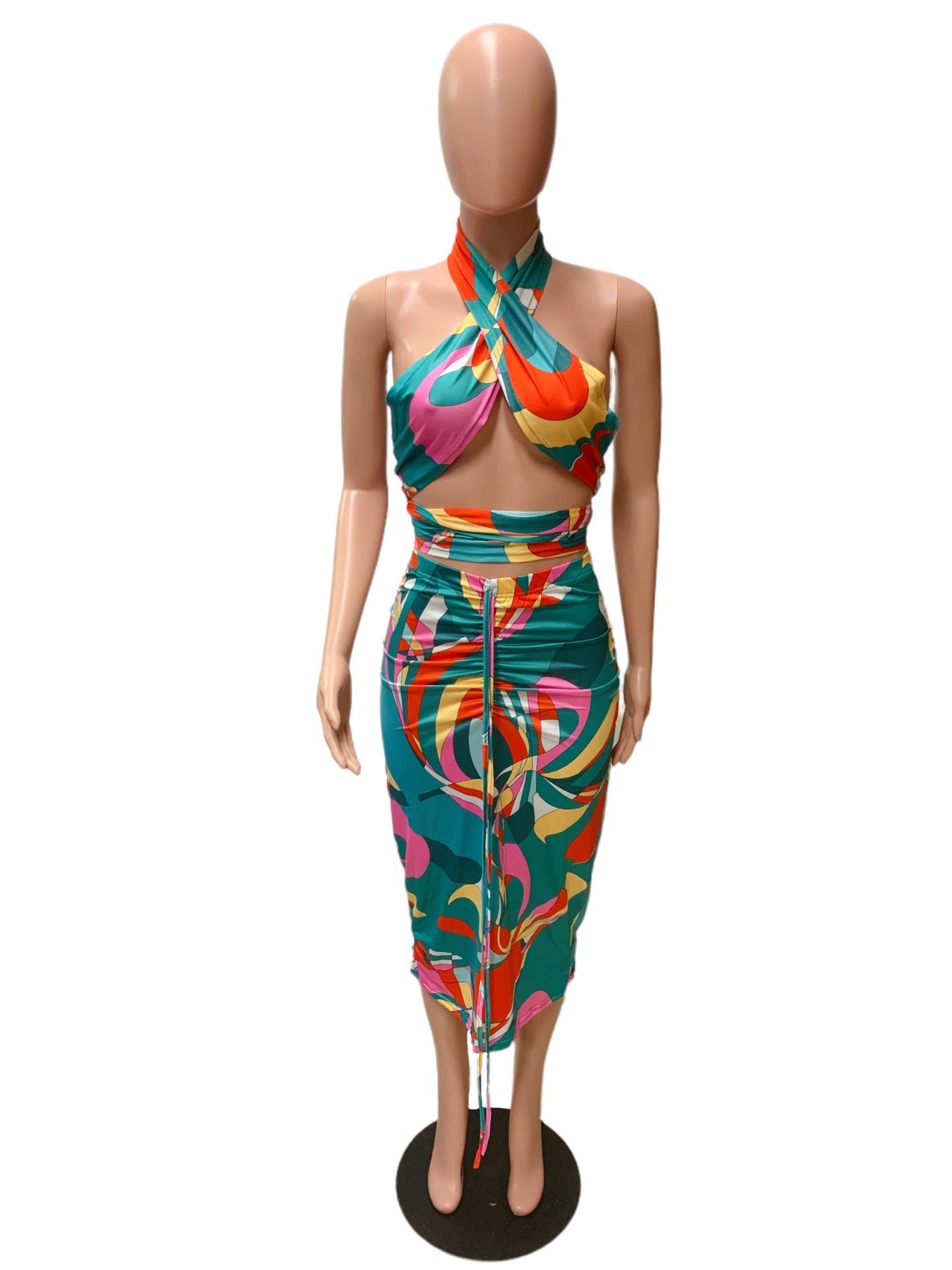 Slay All Day Ruched Skirt Set