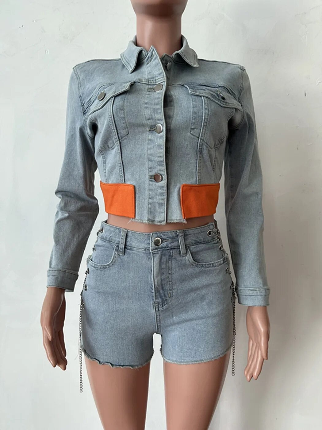 Denim Shorts Set