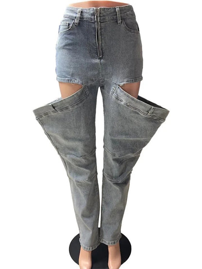 Open Thigh Cargo Jeans