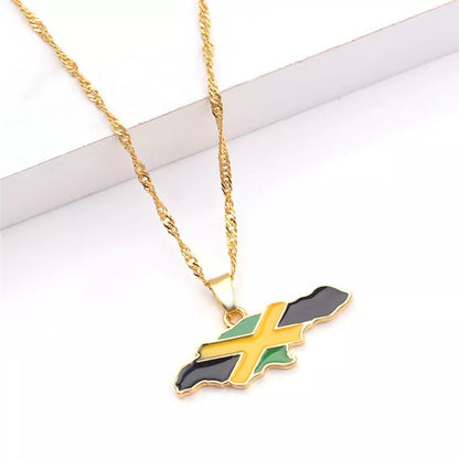 Caribbean Map Flag Necklace