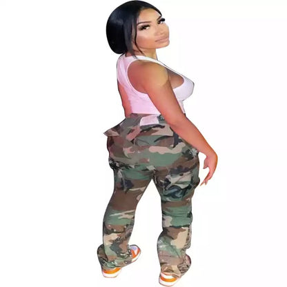 Camouflage High Waist  Pants