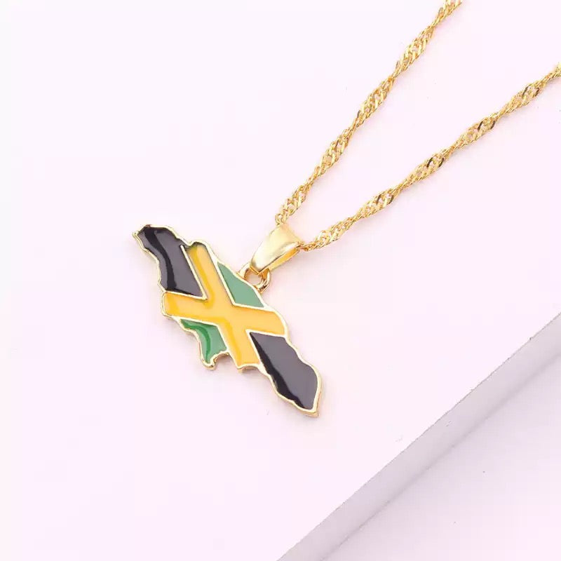 Caribbean Map Flag Necklace