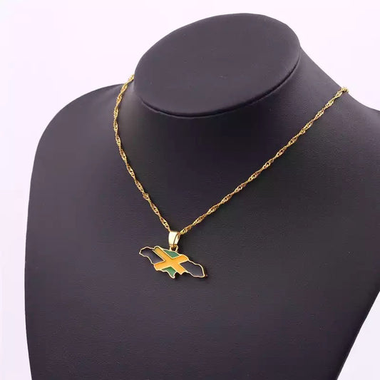 Caribbean Map Flag Necklace